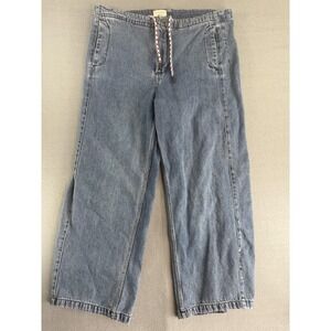 Pilcro Jeans Womens 32 Medium Wash Blue High Rise Wide Leg Crop Relaxed Denim